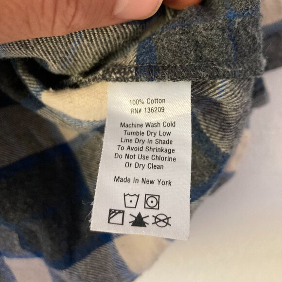 HATCH Plaid Long Sleeve Button Back Top Flannel Bell Sleeve Gray Size 1 (2-4) - Picture 8 of 9